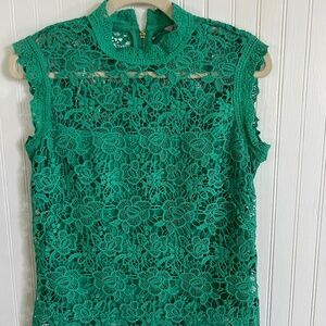 Elegant Green Lace Sleeveless Top